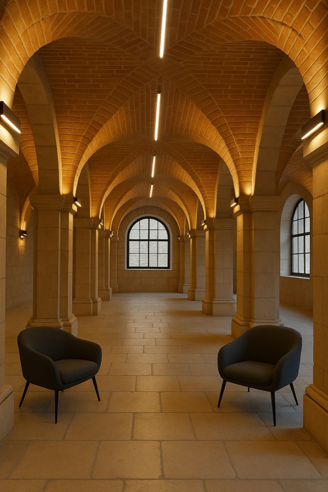 Salle voûtée restaurée de l'Institution Nationale des Invalides
